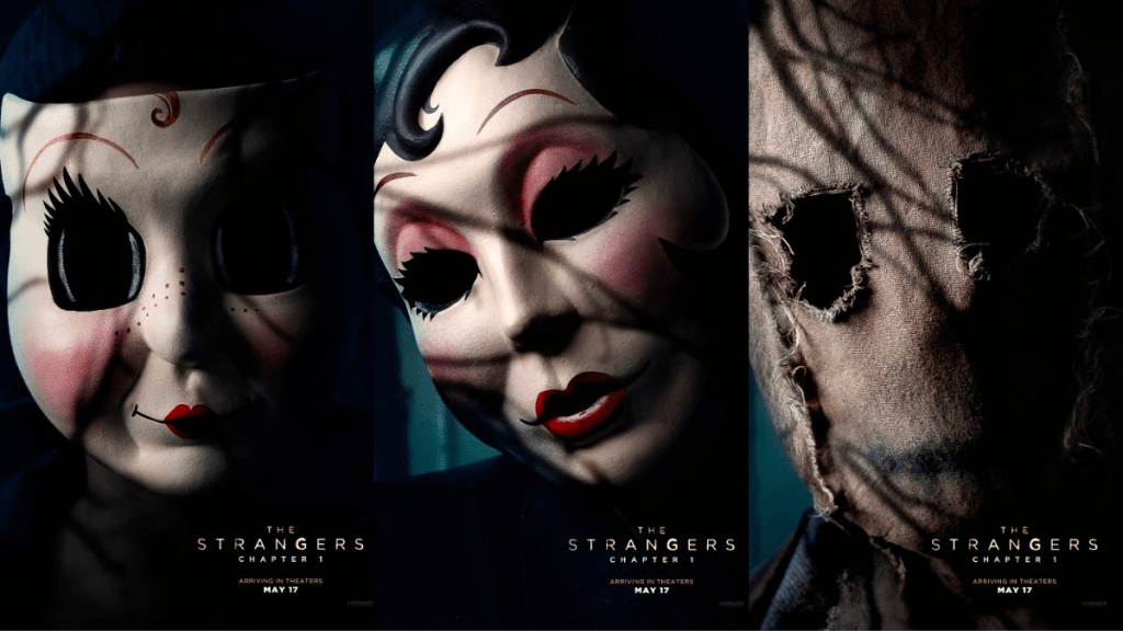 Image of 3 posters for the film, "The Strangers: Chapter 1"
